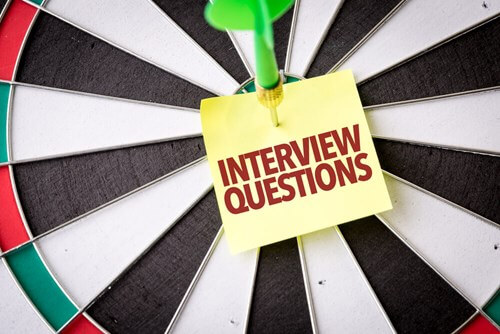 dart board with interview questions title in the centre 