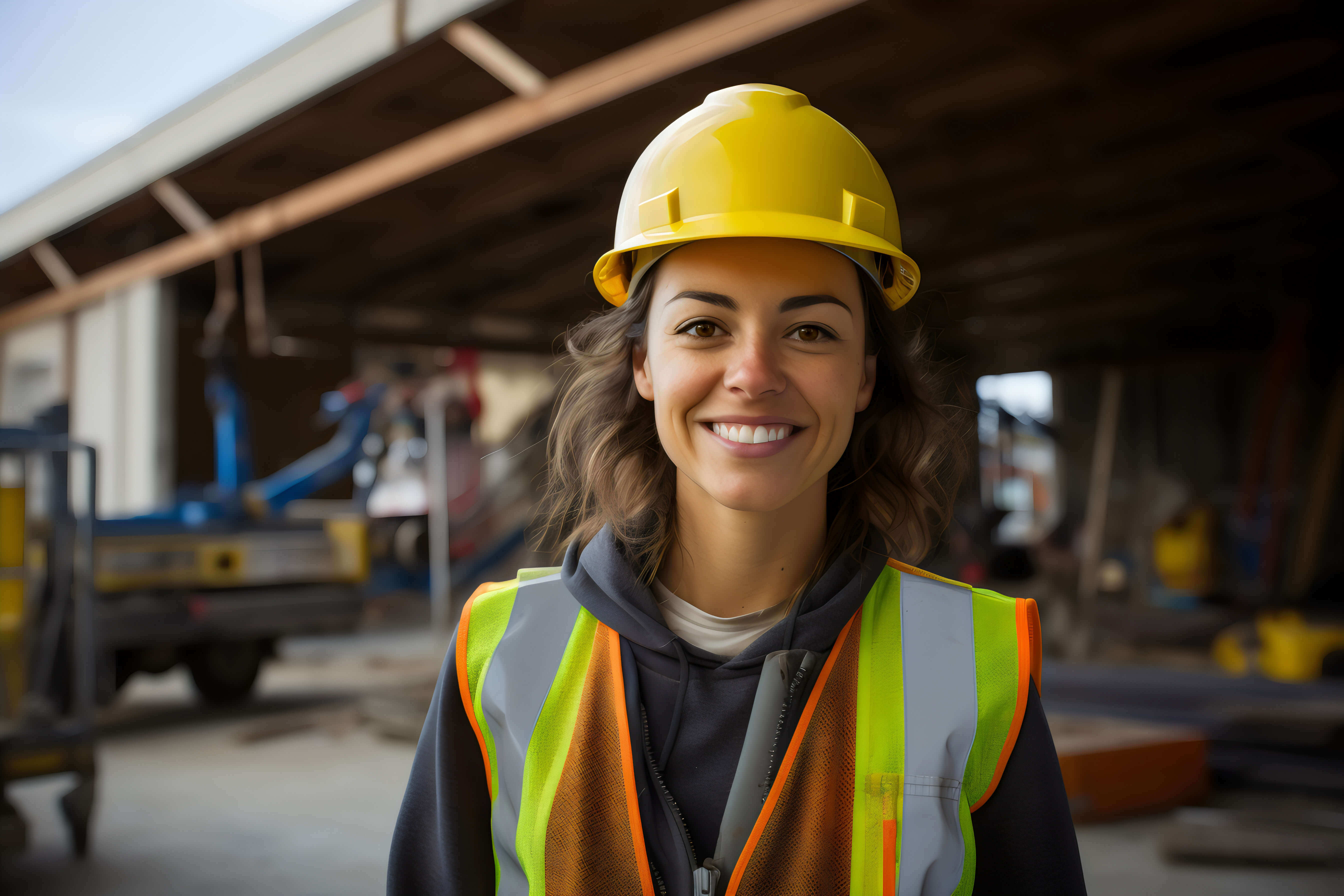 women in high vis and hard hat